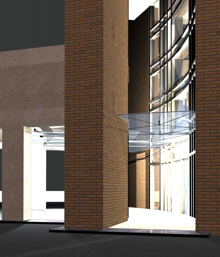 Cecchignola - Render della grande hall, lato interno