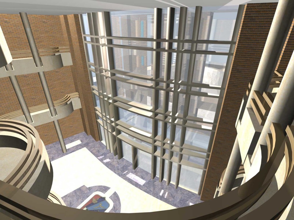 Cecchignola - Render della grande hall, veduta