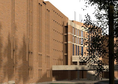 Cecchignola - Render della grande hall, lato esterno