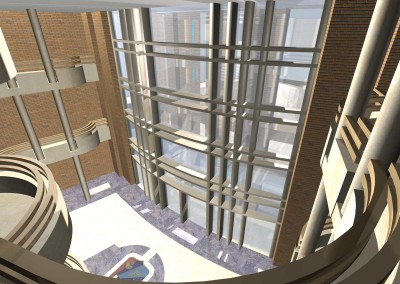 Cecchignola - Render della grande hall, veduta