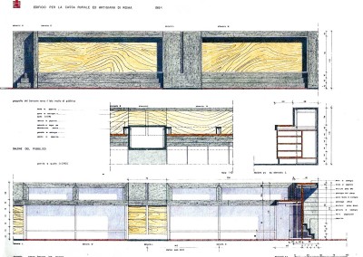 Cassa Rurale ed Artigiana -Disegno esecutivo del banco - prospetto
